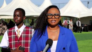 Anne Chabs a parent at Merishaw School speaking to journalists on Tuesday