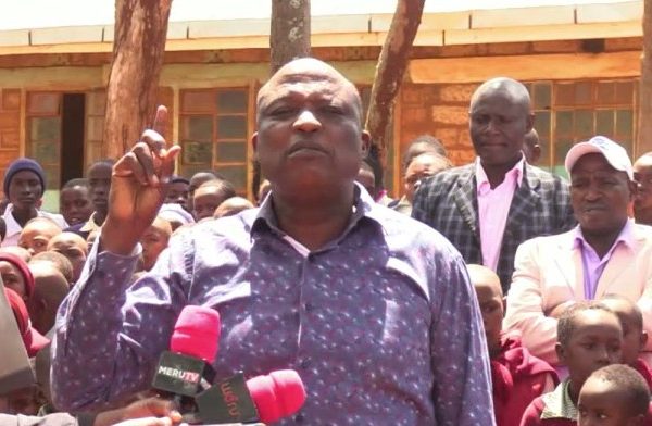 Julius Taitumu Mp Igembe North addressing parents and pupils in one of the affected schools