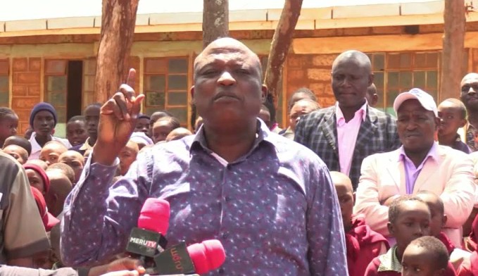 Julius Taitumu Mp Igembe North addressing parents and pupils in one of the affected schools