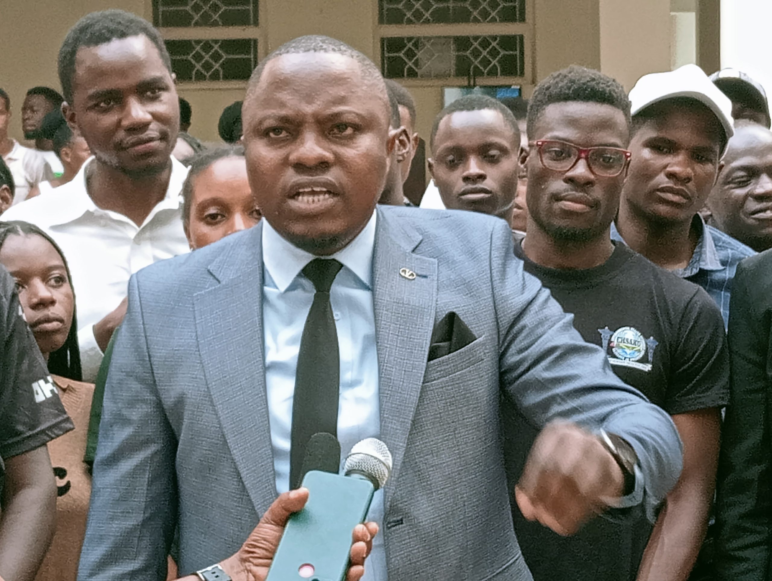 Public Health officials demand better terms of service for interns, threaten labour action 3 Kenya Environmental Health and Public Health Practitioners Union KEHPHPU General Secretary Brown Ashira speaking at Kenyatta University on Wednesday