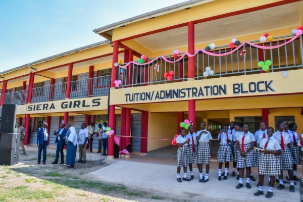 PS Economic Planning Boniface Makokha during the commissioning of a new storey tuition and administration block at Sierra Girls Senior School