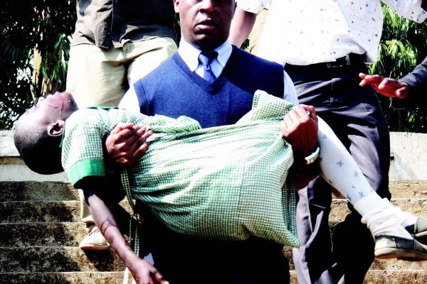 A child who fainted after teargased during the occupy Langata Primary protest. Photo Courtesy