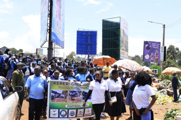 Kereri Girls School in a Kisii town cleaning up in celebration of International Mother Language Day