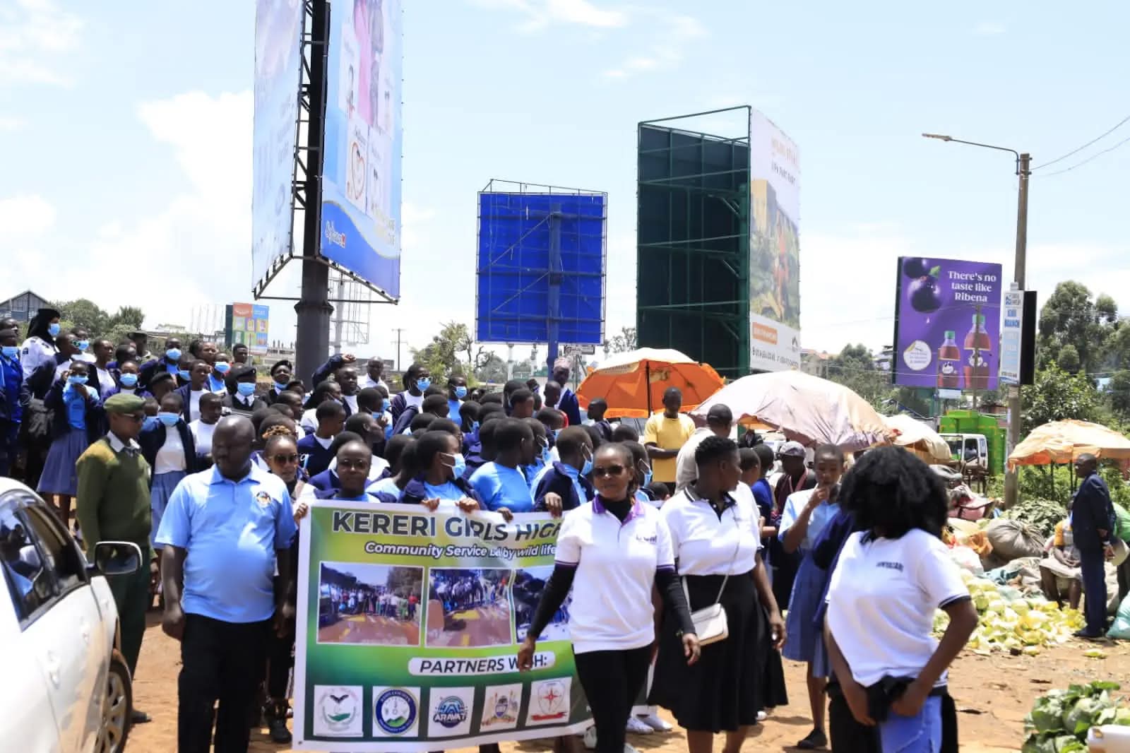 Kereri Girls School in a Kisii town cleaning up in celebration of International Mother Language Day