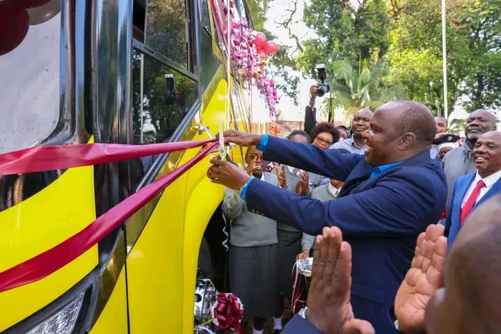 Public Service head Felix Koskei hands over school bus to Kipsigis Girls 2 Bus