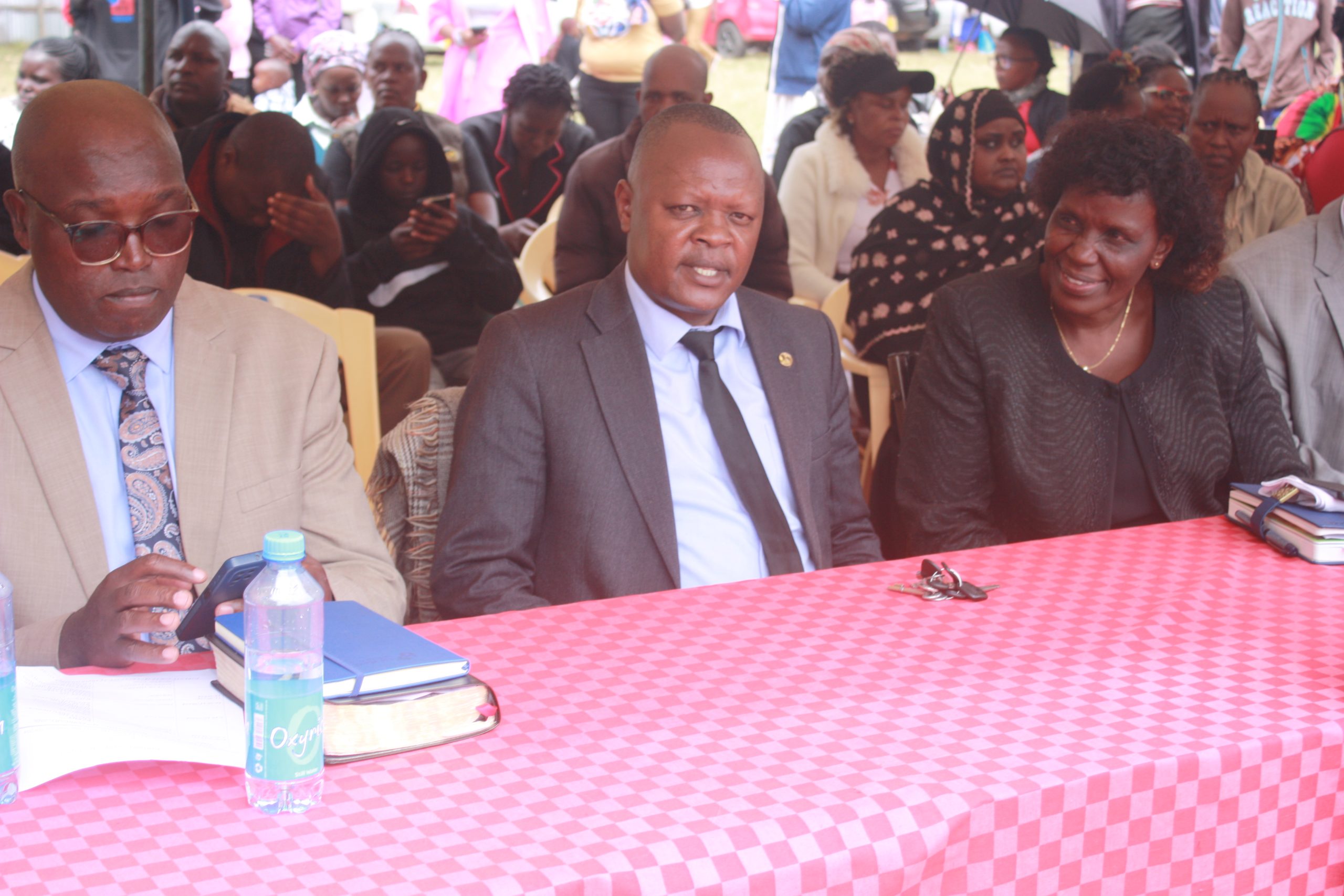 Nakuru parents urged to take care of their children during school half-term break 3 Rongai Sub County Director of Education William Kipchumba(CENTRE),Kirobon Girls Chief Principal Dr.Sogomo (RIGHT) during Kirobon Girls Senior School Thank Giving Ceremony. He urged parents