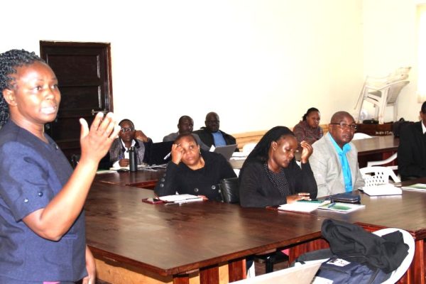 South Rift Regional Population Coordinator Ms. Janet Lunayo addressing the Inter Ministerial Policy Steering Committee. More than half of street children in Kenya are aged five years