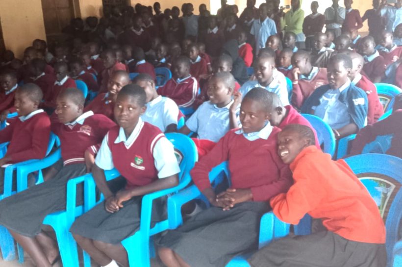 Talau Comprehensive School learners following proceedings during the literature forum