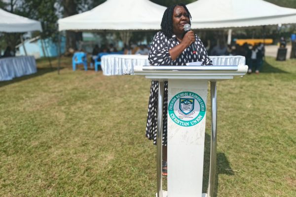 Friends Kaimosi Girls Chief Principal Mrs. Rose Shavisa making her maiden address.