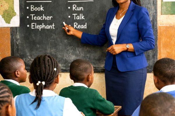 Youthful teacher in class