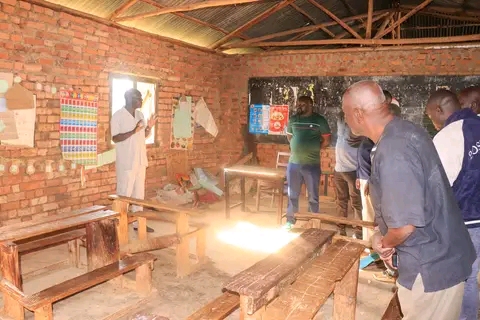 Bungoma County Senator David Wafula Wakoli on an inspection tour at Luuhya primary School ECDE Centre in Kabuchai Constituency, Bungoma County.