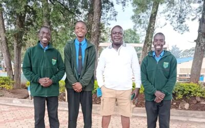 The Chesamisi High Principal Protus Ndombi with drama students. Photo by Kimtai