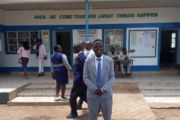 Kathonzweni sub county KSEF secretary John Kimanthi during the just concluded county KSEF competition at Kalulini Boys Secondary School.