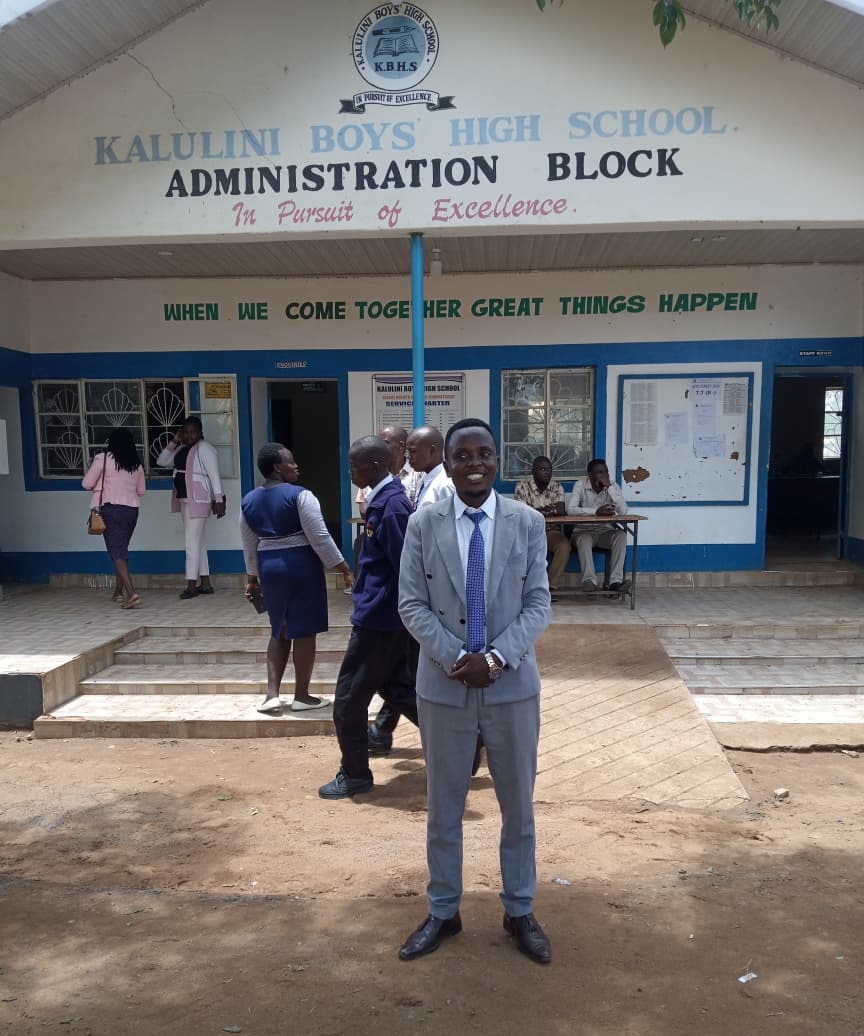 Kathonzweni sub county KSEF secretary John Kimanthi during the just concluded county KSEF competition at Kalulini Boys Secondary School.