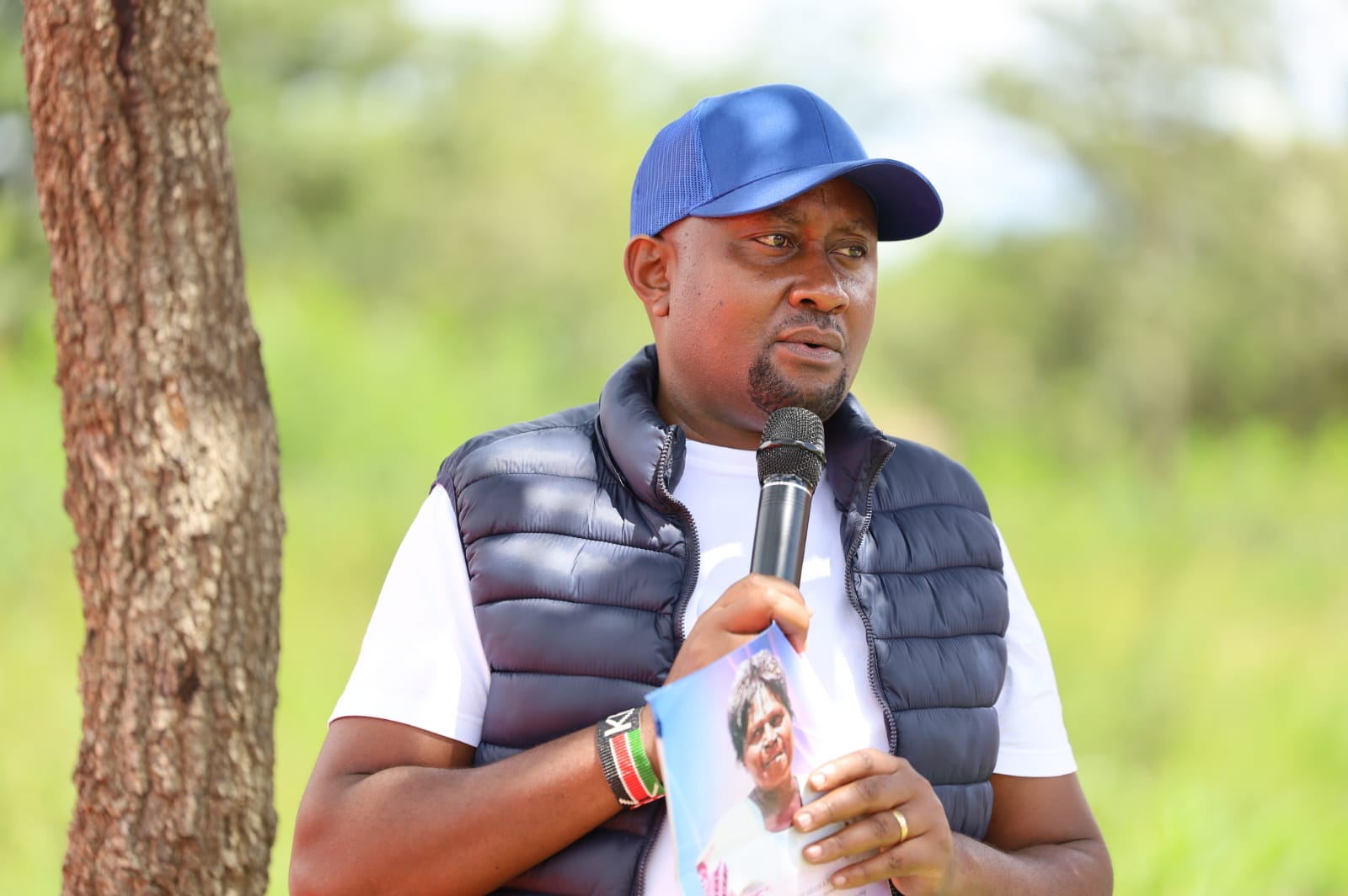 Makueni County Assembly clerk Kelvin Mutuku speaking at a burial in Kathonzweni subcounty of Makueni County.