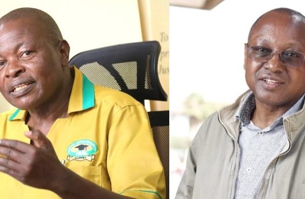 A collage of KUPPET Secretary General Akelo Misori and Former MP Ronald Tonui (r).