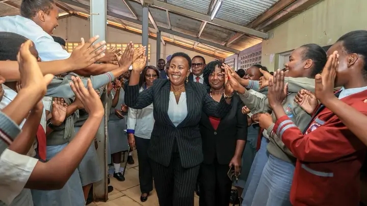 Machakos Governor Wavinya Ndeti interacting with students