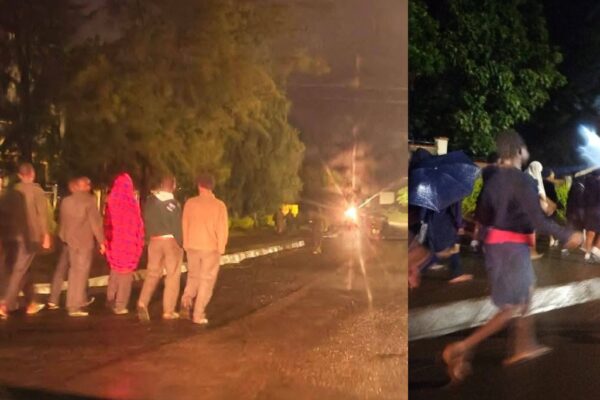 A collage of both Kangaru School and Kangaru Girls' School students during the night mass walkout.