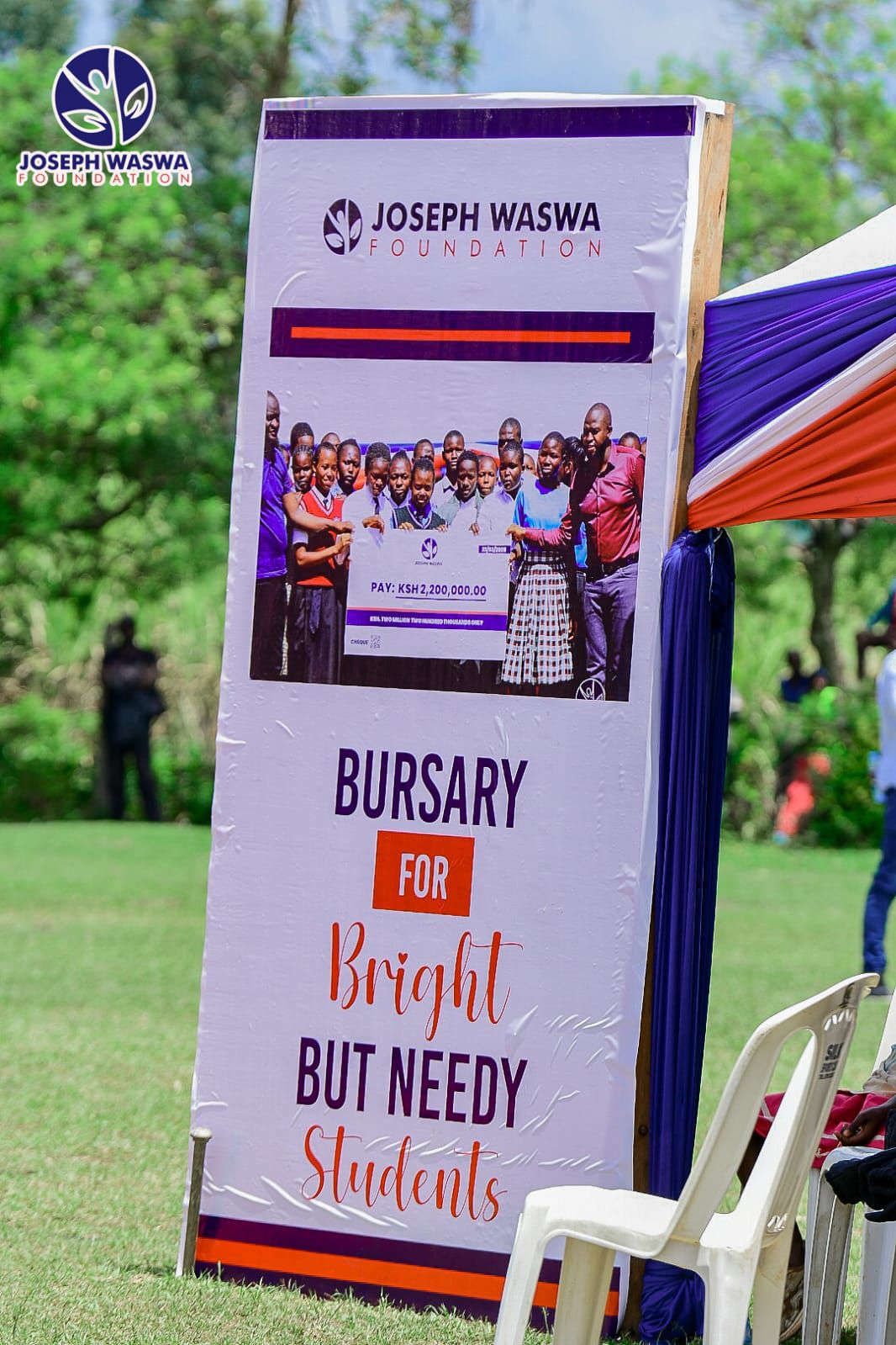 Webuye West learners to benefit as Joseph Waswa Foundation commences bursaries, uniforms drive 2 Joseph Waswa Foundation banner in a past event.