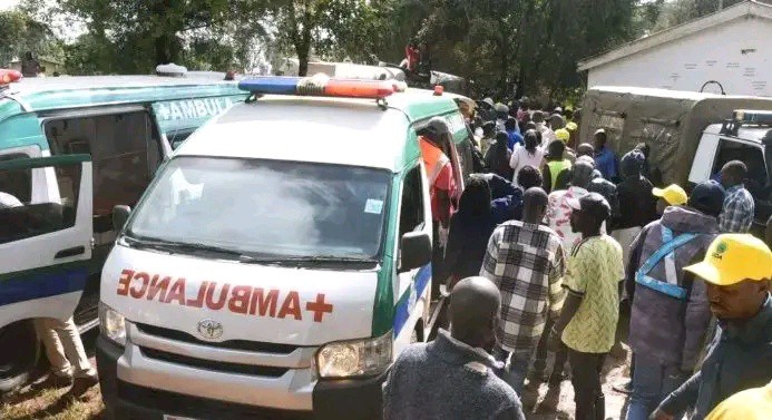 Ambulance stream into Kapsabet School of the deaf after students fell into a septic tank