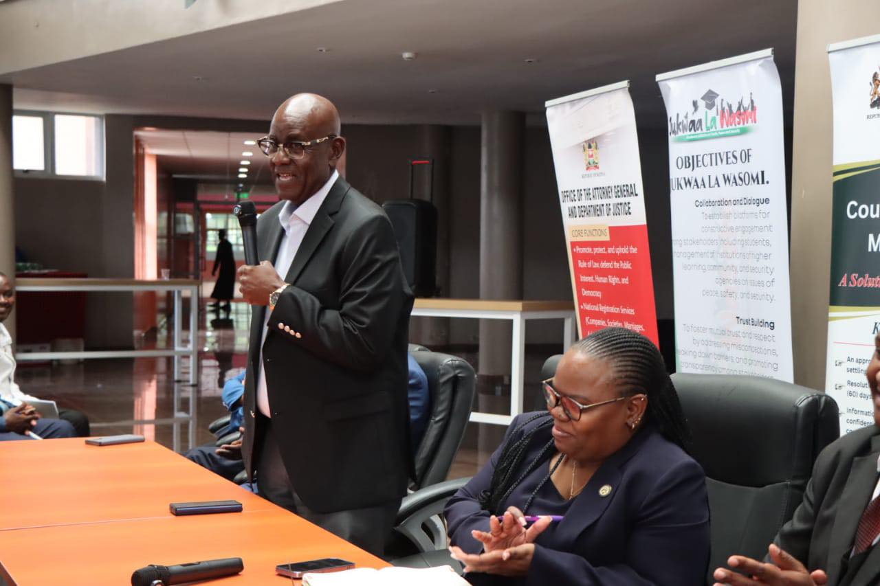 Chair the National Steering Committee on Mediation Justice Justice Muchelule during Jukwaa la Wasomi Bootcamp .Photo by Obegi Malack
