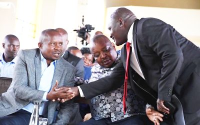 Chief Principal Samuel Akufa with Deputy President Kithure Kindiki during a church function in Kabartonjo Baringo North. Photo Courtesy