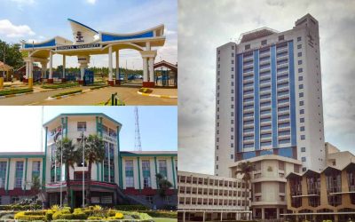 A composite image of Kenyatta university, Moi University and the University of Nairobi.