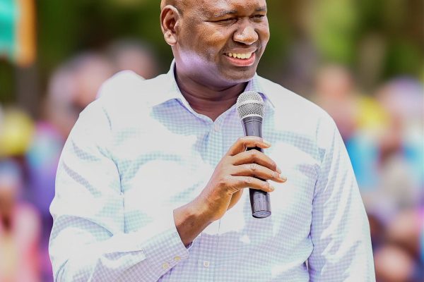 Basic Education PS Prof Julius Bitok talking in Kakamega County.