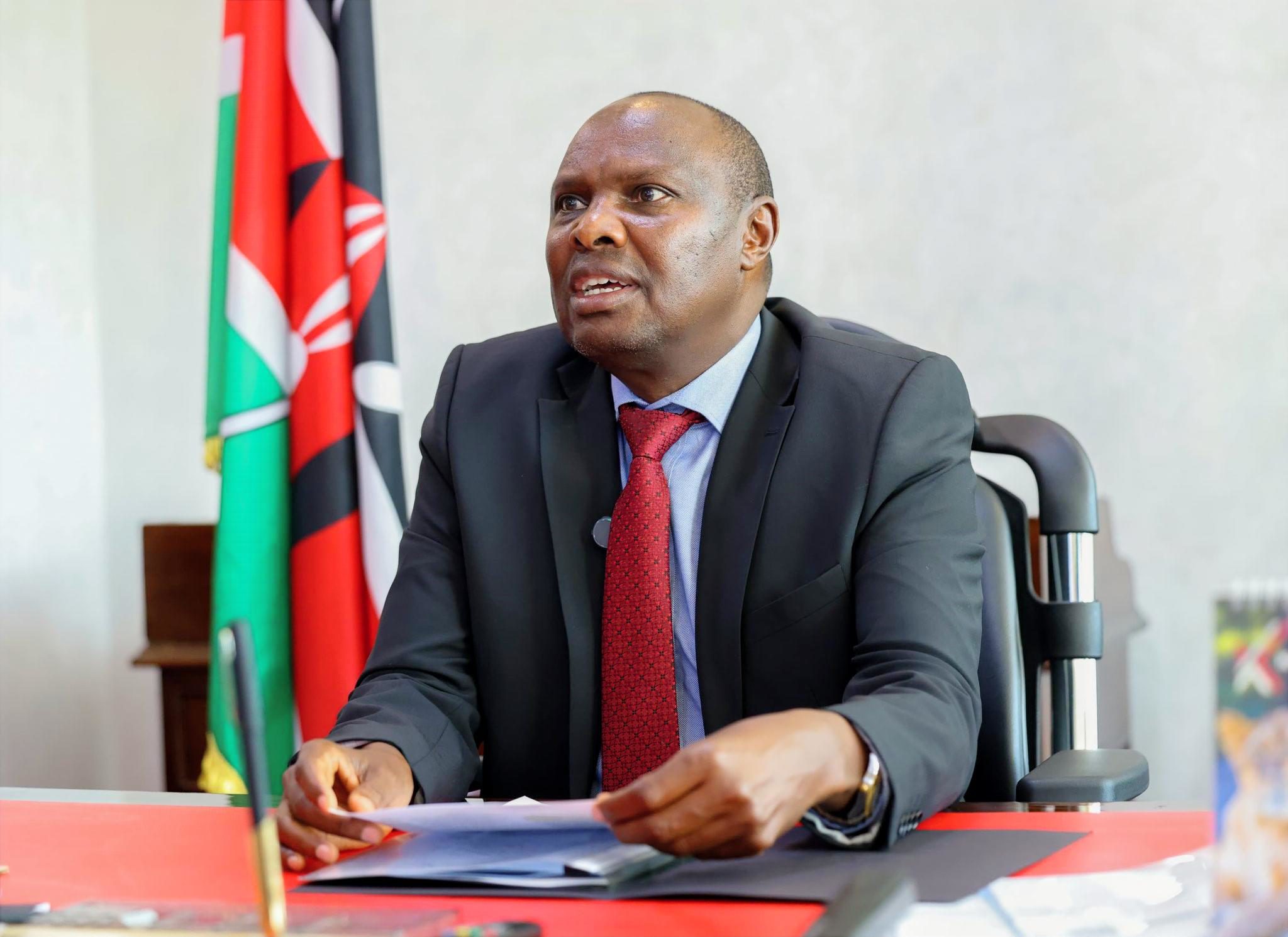 Head of Public Service Felix Koskei speaking during the online meeting with schools