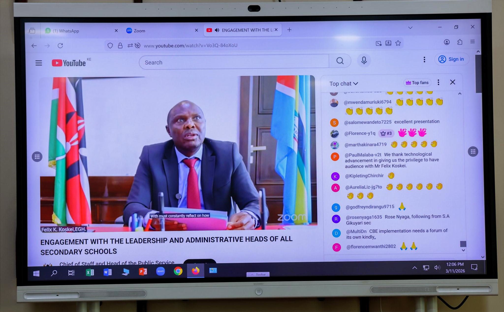 Head of Public Service during the online meeting with education stakeholders