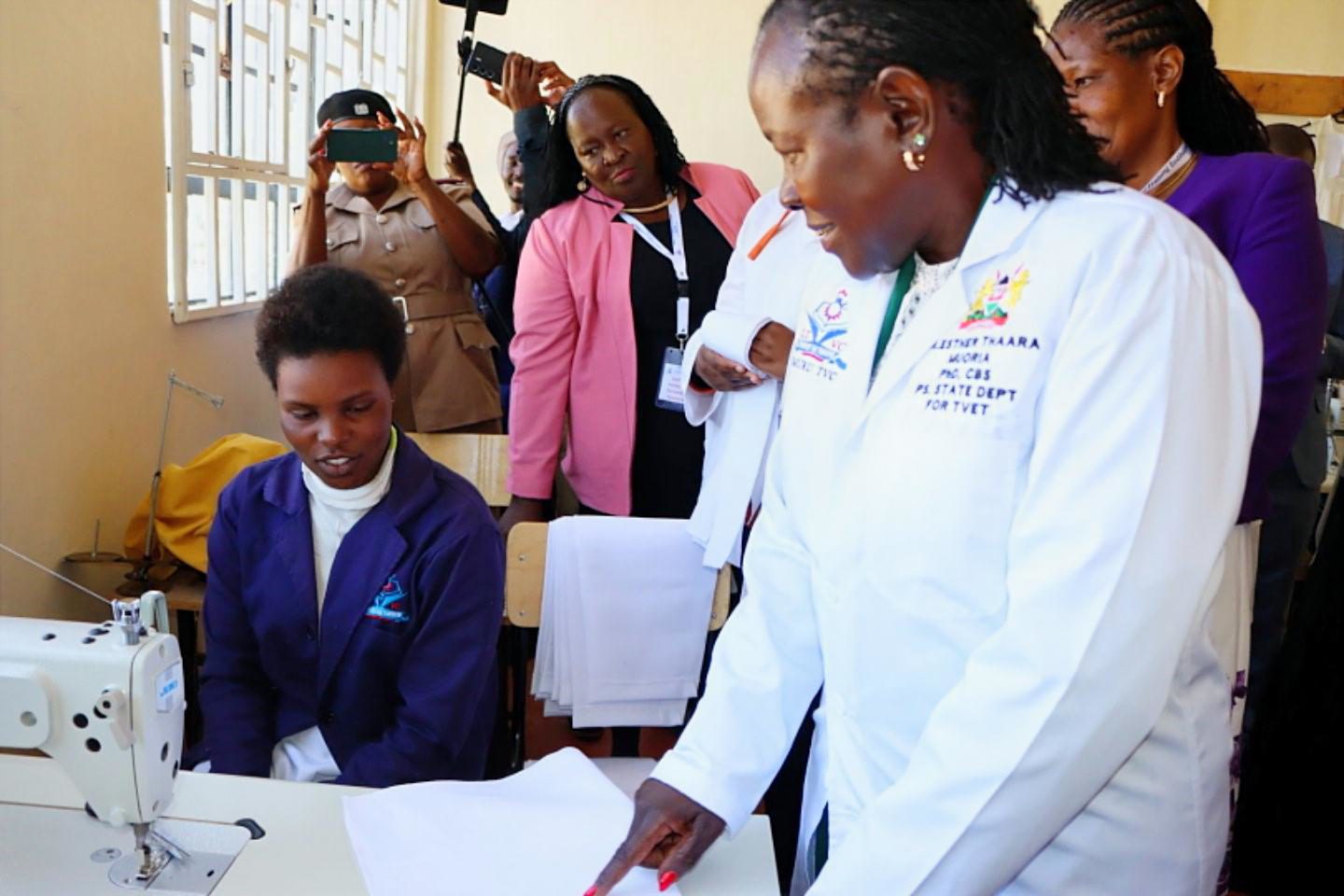 TVET PS interacting with Limuru TVC student