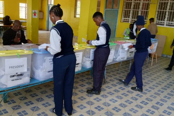Hezta School Learners casting their votes