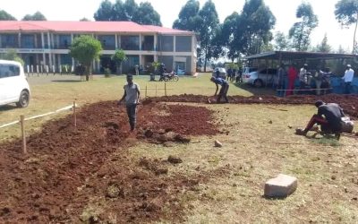 Construction workers laying the grounds for the construction of a new hostel at Endebess TTI.
