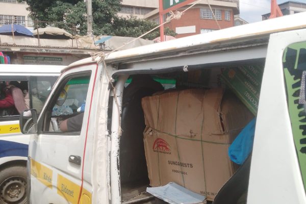 A matatu loading passengers in Kisii town.Parents have called for road safety adherence as students go back to school