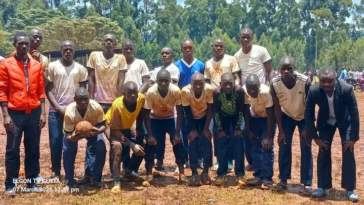 Cheptais Boys Handball team pose for a photo
