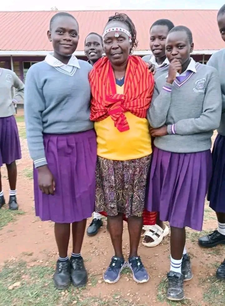 Renown international athlete Tegla Loroupe with some of the Adurkoit Girls who have benefited from her support. Photo Hillary Muhalya