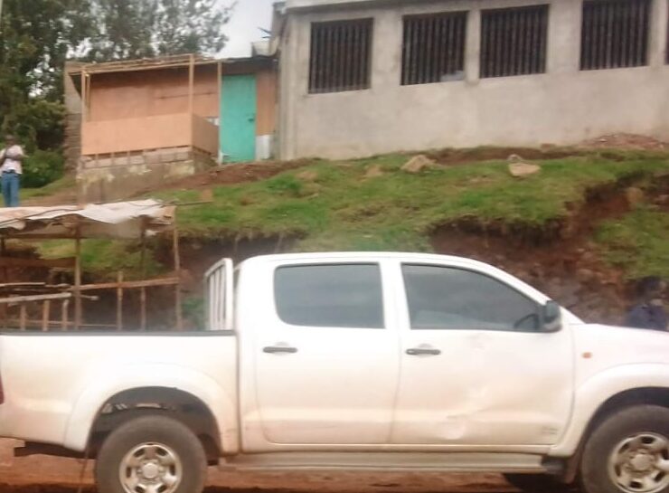 Vehicle parked at the recently closed Kenyenya Health Centre.