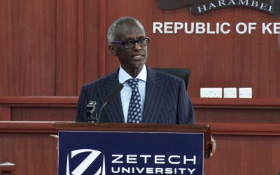 Justice Isaac Lenaola speaking at Zetech University during the opening of the universitys law school