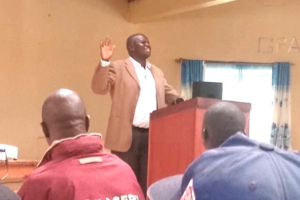 The learner given priority as TSC Sub-County Director Remjus Otieno, speaking during school board training in Kakamega North.