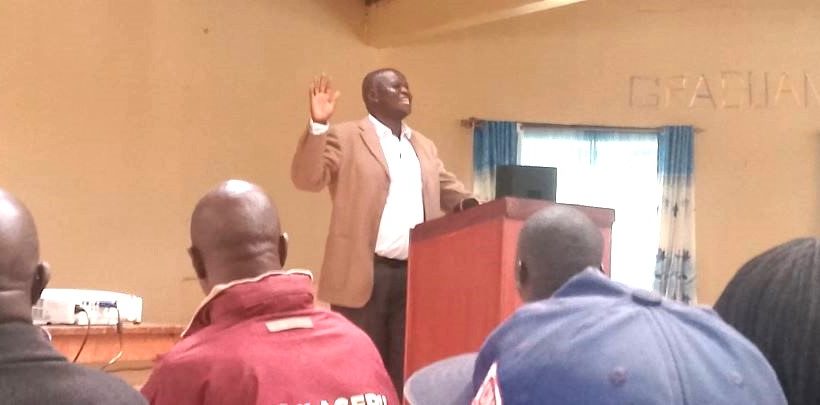 The learner given priority as TSC Sub-County Director Remjus Otieno, speaking during school board training in Kakamega North.