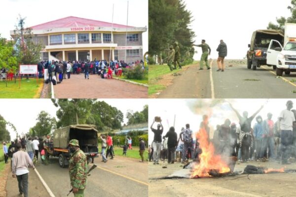 Laikipia University students during the protest that led to the death of one students and five wounded