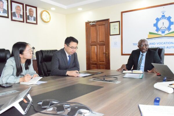 TVETA’s Director, Timothy Nyongesa Katiambo, and Zhang Zhizhong, the Deputy Chief of Mission at the Embassy of China in Kenya.
