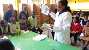 Vote counting process witness by IEBC official teachers and agents of candidates