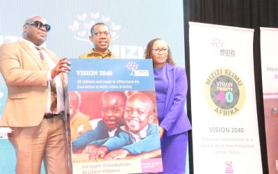 Florence Wanja Regional Head, EA, Business ,Stanbic Bank ,MoE Director of Special Needs Education Fred Haga and Mizizi CEO Dr. John Mugo during the launch of Mizizi ,Vision 2040.