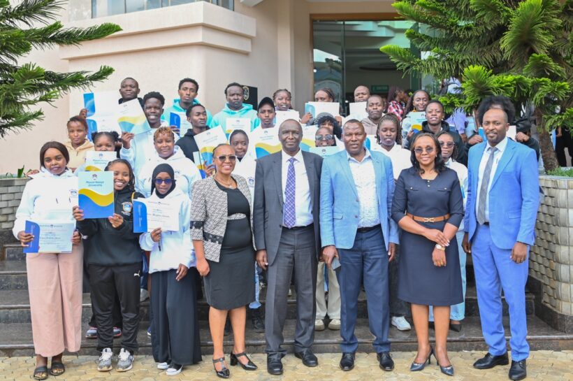 MKU leadership led by Dr. Vincent Gaitho (Chair of Council), Prof. Deogratius Jaganyi (Vice Chancellor), Dr. Mercyline Kamande (DVC–ARA), Prof. Peter Kirira (DVC–APIA), and Dr. Josephine Thuo (Director, (Center) and the students