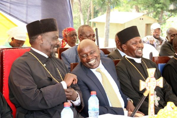 Bishop Neophilus Kongai with other officials . The government has been urged to install lightning arresters in schools located in areas prone to lightning in the North Rift region.