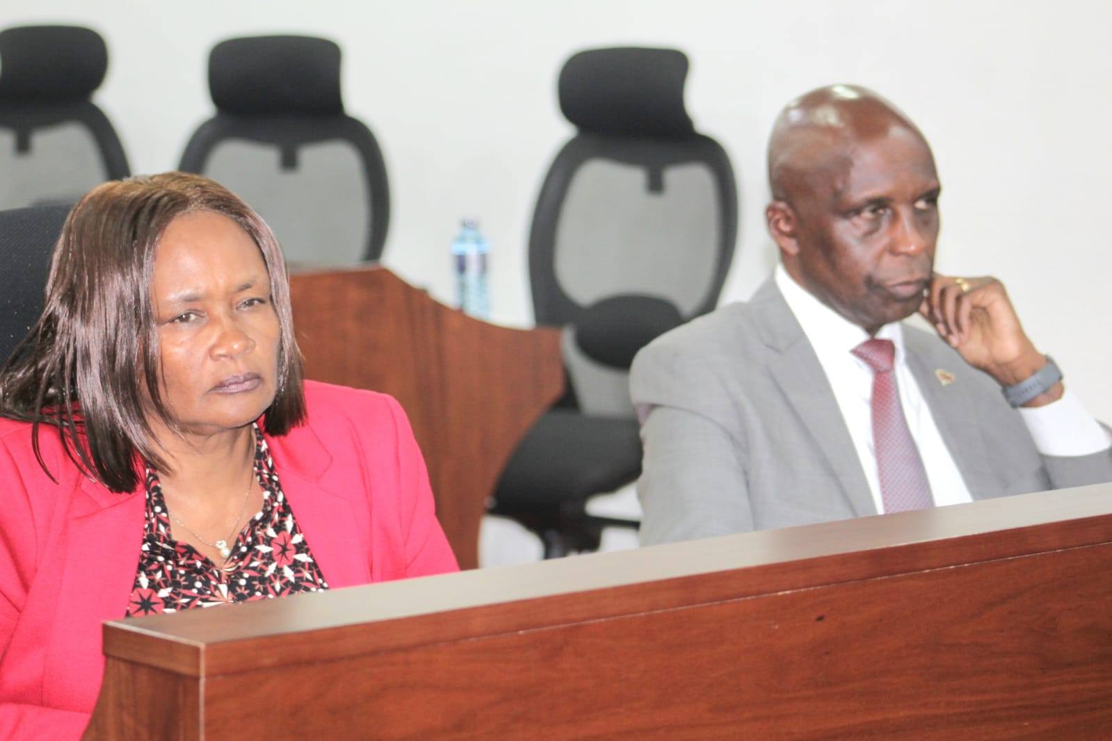 MPs demand answers on delayed pension as TSC, Treasury assure of on time disbursement 2 TSC Acting CEO Evaleen Mitei (l) and Treasury secretary pensions Michael Kagika in parliament due to pension