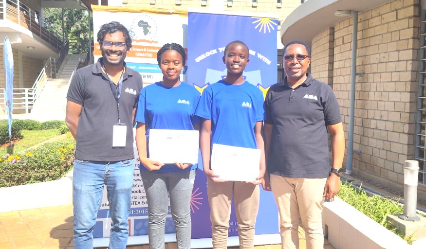 Arun Shanmuganathan Director African Olympiad Academy l Martin Mungai CEMASTEA Deputy Coordinator for STEM with AOA scholarship winners