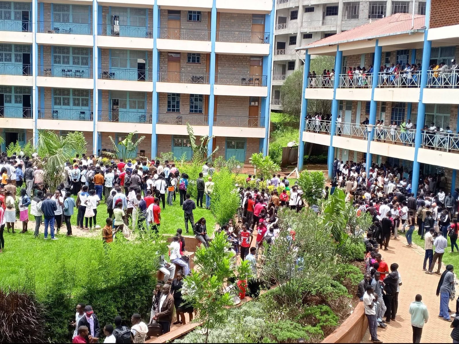 Kabianga University reassures public following lecture hall scare 2 Students gathered outside the University of Kabianga after a lecture theatre scare that triggered panic and injuries, as emergency response and safety assessments continued.