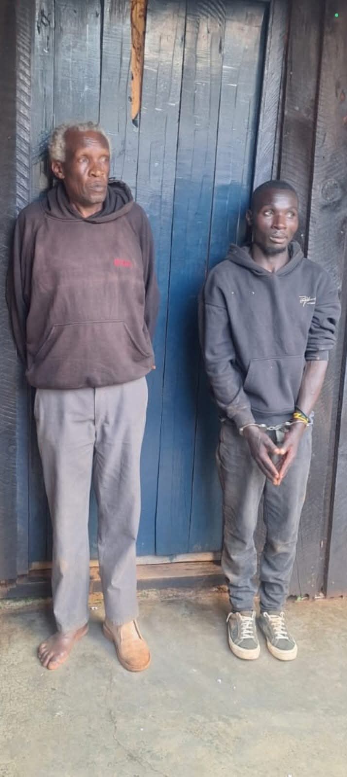 Two arrested in Githunguri over abduction and murder of 9-year-old boy 2 Suspects James Ngigi Ngendo (right) and James Mburi Chichu (left)after their arrest in connection with the abduction and murder of a nine-year-old boy in Githunguri.
